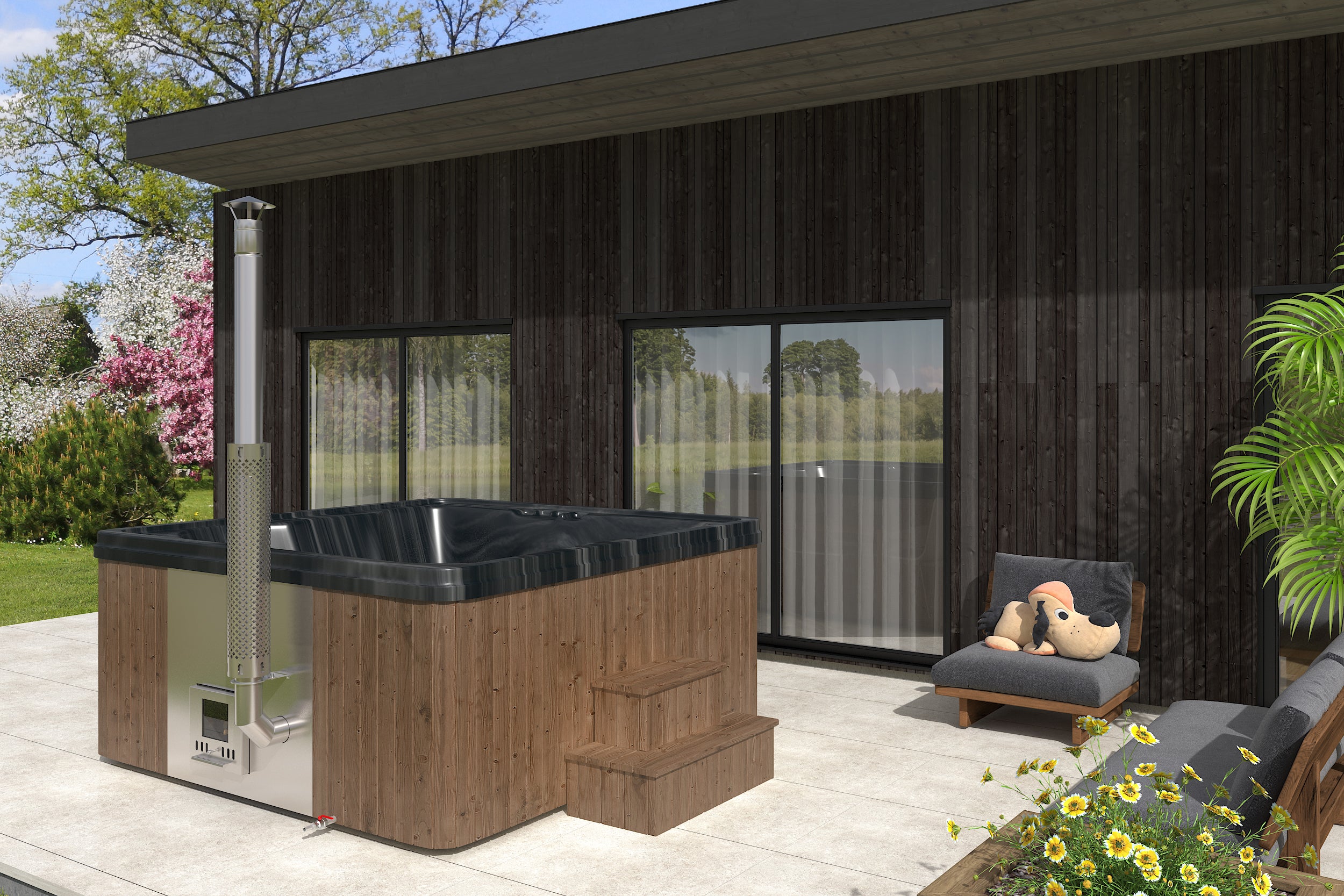 HOTTUBE met houtkachel 6 persoen