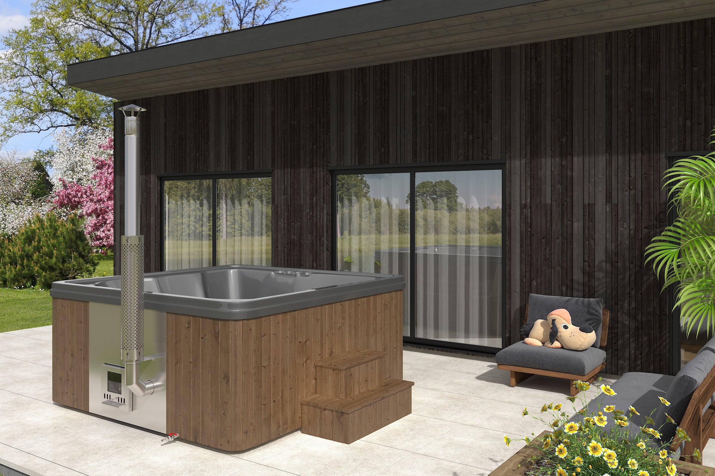 HOTTUBE met houtkachel 6 persoen