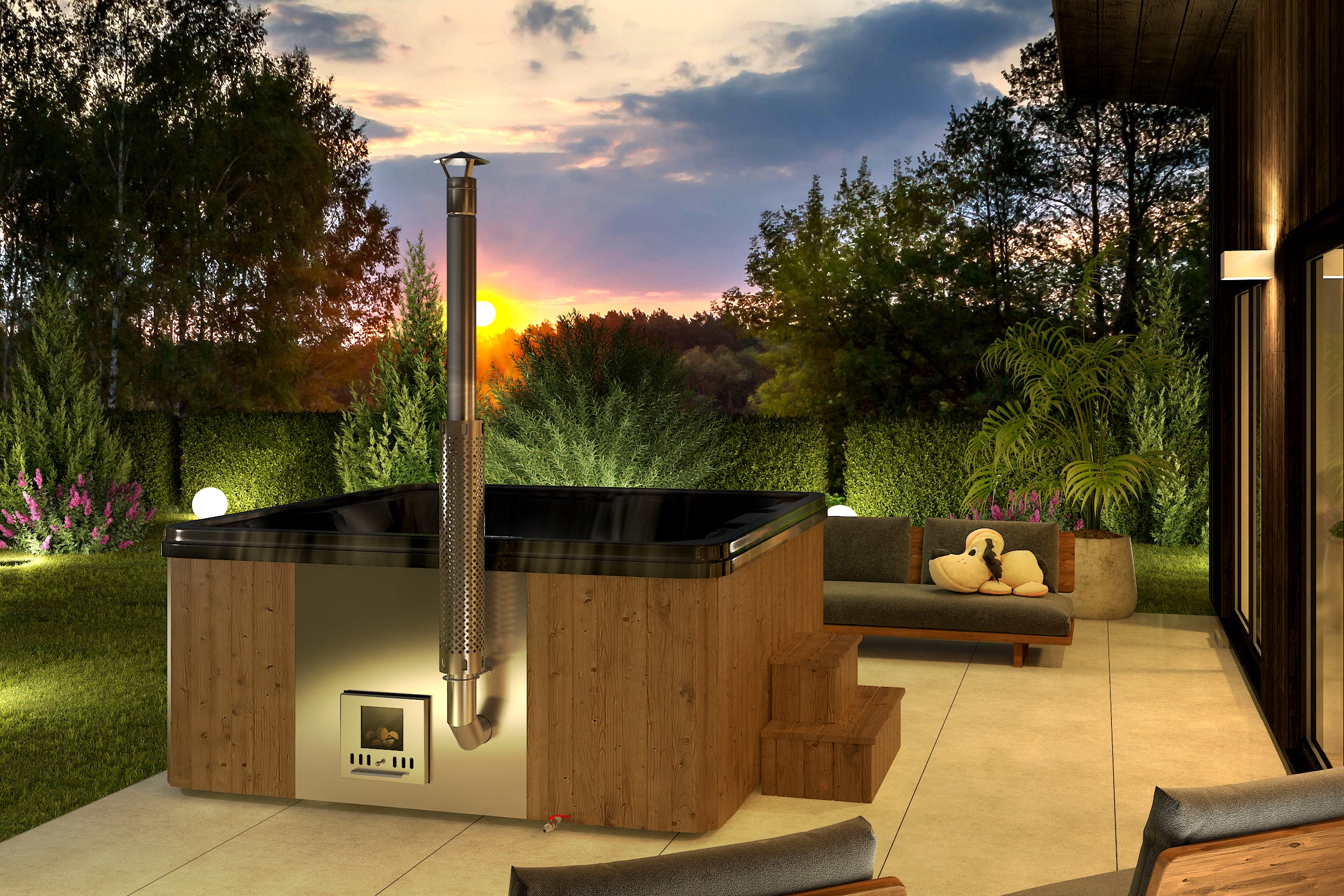 HOTTUBE met houtkachel 6 persoen