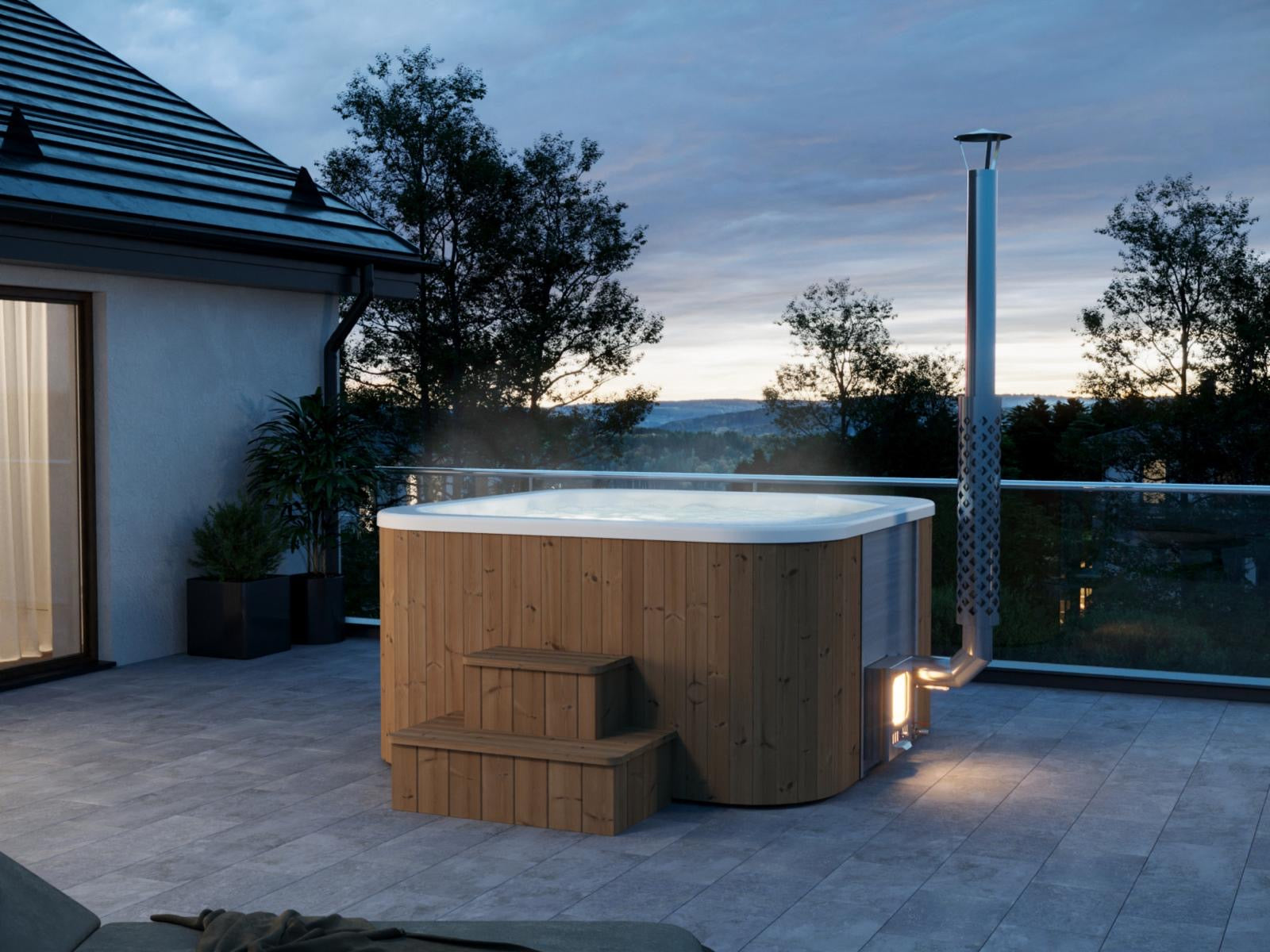 HOTTUBE met houtkachel 4 persoen